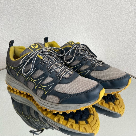 MERRELL Mens Ebony Grey Empire Yellow Air Cushion Athletic Outdoor Sneaker Shoes